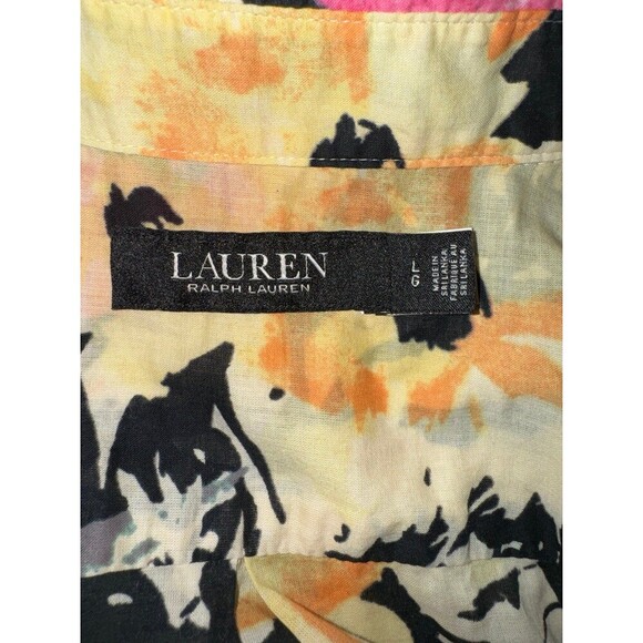 Lauren Ralph Lauren black label floral cotton button up blouse size large - Picture 6 of 8